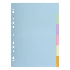 Jeu d'intercalaires carte forte recycl&eacute;e 3/10e format A4 -6 positions 