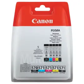 5 Pack cartouches CANON PGI-570 PGBK / CLI-571 noire et couleurs 
