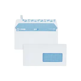 200 Enveloppes Extra blanches DL 110x220 100 g fen&ecirc;tre 45x100 bande protec 