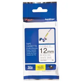 Ruban lamin&eacute; flexible TZe-FX231 largeur 12mm blanc impression noire 