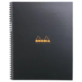 Cahier couverture carton - 160 pages A4+lign&eacute; - Noir - RHODIA 