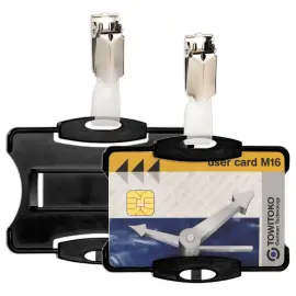 25 porte-carte s&eacute;curit&eacute; ouvert avec clip noir 