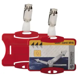 25 porte-carte s&eacute;curit&eacute; ouvert avec clip rouge 