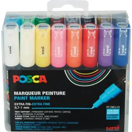 Marqueur peinture &agrave; base d'eau POSCA - inodore - pointe extra fine - coloris assortis - lot de 16 