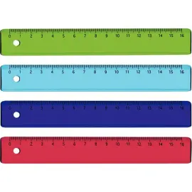 R&egrave;gle plate Wonday - 16 cm - coloris assortis - lot de 36 