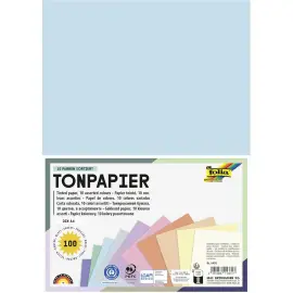 Papier dessin  A4 130 g Folia - 10 coloris pastels assortis - 100 feuilles 