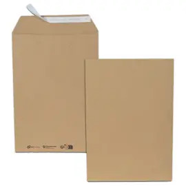 500 pochettes kraft recycl&eacute;es B5 176x250 mm 90g bande silicon&eacute;e 