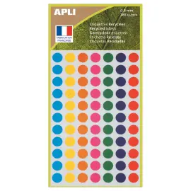 385 pastilles de signalisation rondes,&Oslash; 8 mm, assortis, 100% recycl&eacute; 