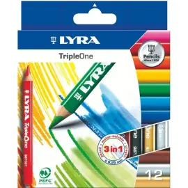 Crayon de couleur gros module LYRA - mine 6,3mm - coloris assortis - lot de 12 