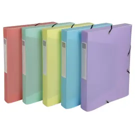 Bo&icirc;te classement  PP Chromaline Pastel - A4 - Couleurs assortis - EXACOMPTA 