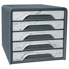 Module de classement 5 tiroirs SMOOVE - Marbre gris 
