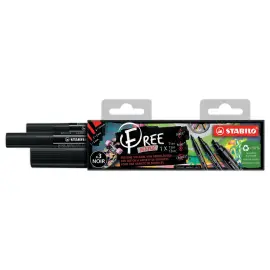 3 Marqueurs acryliques FREE Acrylic - Noir - STABILO 