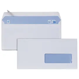 500 enveloppes blanches 110x220 mm 75g fen&ecirc;tre 35x100 bande silicon&eacute;e 