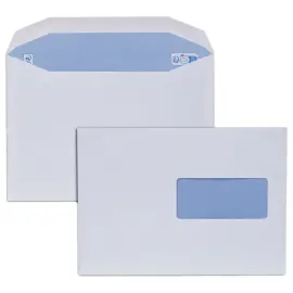 500 enveloppes MSPA blanches 162x229 80 g fen&ecirc;tre haute 45x100 gomm&eacute;e 