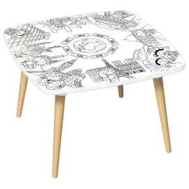 Table basse KIDS d&eacute;cor monument gris blanc 60x60 
