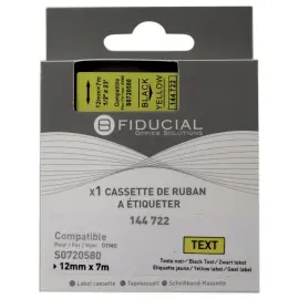 Ruban K7 pour titreuse DYMO S0720580 12mm jaune impression noire 