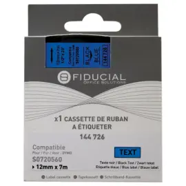 Ruban K7 pour titreuse DYMO S0720560 12mm bleu impression noire 