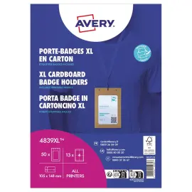 50 Pochettes de badge A6 cartonn&eacute;es 