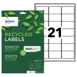 15 planches &eacute;tiquettes recycl&eacute;es blanches63,5 x 38,1mm 