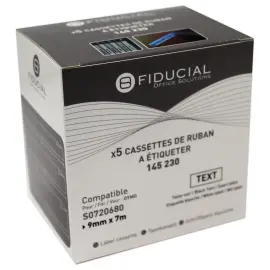 5 rouleaux de rubans D1 9mmx7m imp noire/ blanc comp DYMO S0720680 