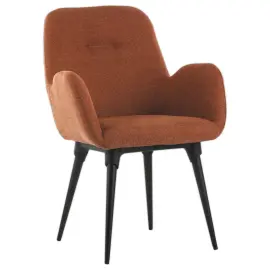 2 Fauteuils Tissu terracotta 4 pieds m&eacute;tal mont&eacute;s 