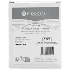 Ruban comp BROTHER TZE 211 6mm blanc impression noire 