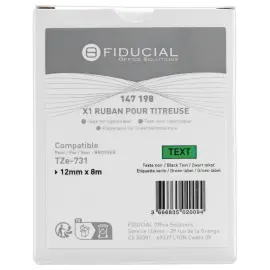 Ruban comp BROTHER TZE 731 12mm vert impression noire 