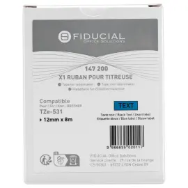 Ruban comp BROTHER TZE 531 12mm bleu impression noire 