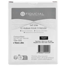 Ruban comp BROTHER TZE 325 9mm noir impression blanc 