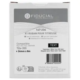 Ruban comp BROTHER TZE 355 24mm - blanc/noir 