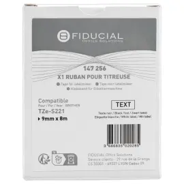 Ruban comp BROTHER TZE S221 cassette 9mm noir / blanc 