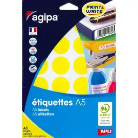 Pastilles gommettes de signalisation rondes - &Oslash;15 mm - Coloris assortis - APLI 