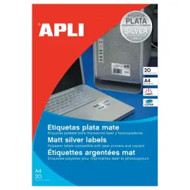 20 Planches d'&eacute;tiquettes polyester laser/cop  210x297mm 20 &eacute;tiq AG. 