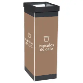 Corbeille de tri s&eacute;lectif "Capsules" PAPERFLOW 60L noir/taupe 