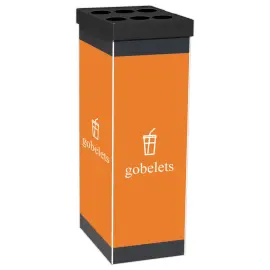 Corbeille de tri s&eacute;lectif "Gobelets" PAPERFLOW 60L noir/orange 