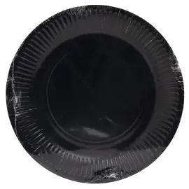 20 Assiettes en carton rondes &Oslash;23 cm Noir- Pro Nappe 