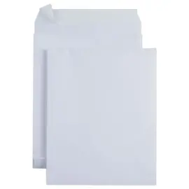 100 Pochettes kraft blanc arm&eacute; bande silicon&eacute;e 260x330mm &agrave; soufflets 30mm 