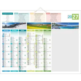 Calendrier banque Bouchut 4 saisons effa&ccedil;able 12 mois - 55 x 43 cm 