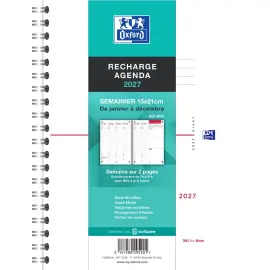 Recharge agenda janvier-d&eacute;cembre semainier Oxford Int&eacute;grale 15 x 21cm 
