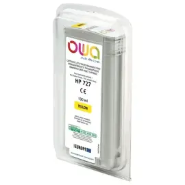 Cartouche B45554OW OWA pour traceurs compatible HP 727 130 ml - Jaune 