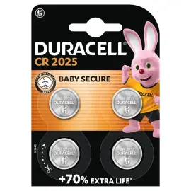 4 Piles boutons CR2025 - Duracell 