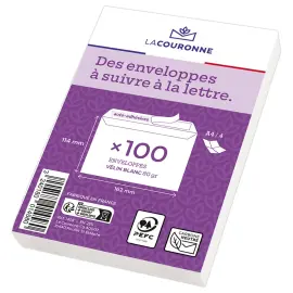 100 enveloppes blanches C6 114x162 80 g  bande silicon&eacute;e 