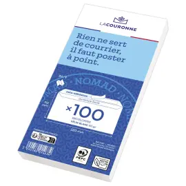 100 enveloppes blanches DL 110x220 80 g bande silicon&eacute;e 