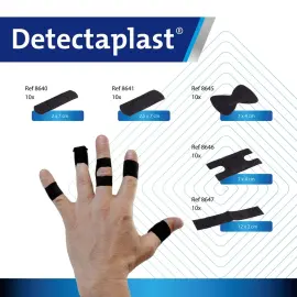 Boite de 50 pansements en tissu &eacute;lastique - 5 tailles - Noir - Detectaplast 