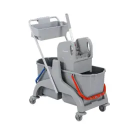 Chariot plastique 2 seaux 18 L + 1 presse LAP - Gris 