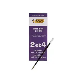Recharge pour stylo 4 couleurs - Pointe moyenne - Bleu - BIC 