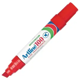 Marqueur permanent Artline 100 - Pointe biseaut&eacute;e 12 mm - Rouge - ARTLINE 