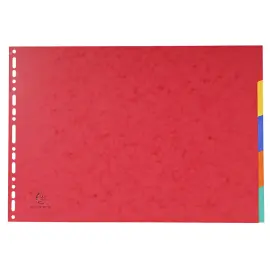 Jeu d'intercalaires multicolores carte rigide - A3 &agrave; l'italienne - 5 onglets neutres - EXACOMPTA 