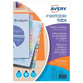 Jeu d'intercalaires en plastique AVERY pour format A4 maxi - 6 onglets personnalisables 