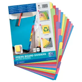 Jeu d'intercalaires multicolores rigides A4 - 12 onglets - OXFORD 